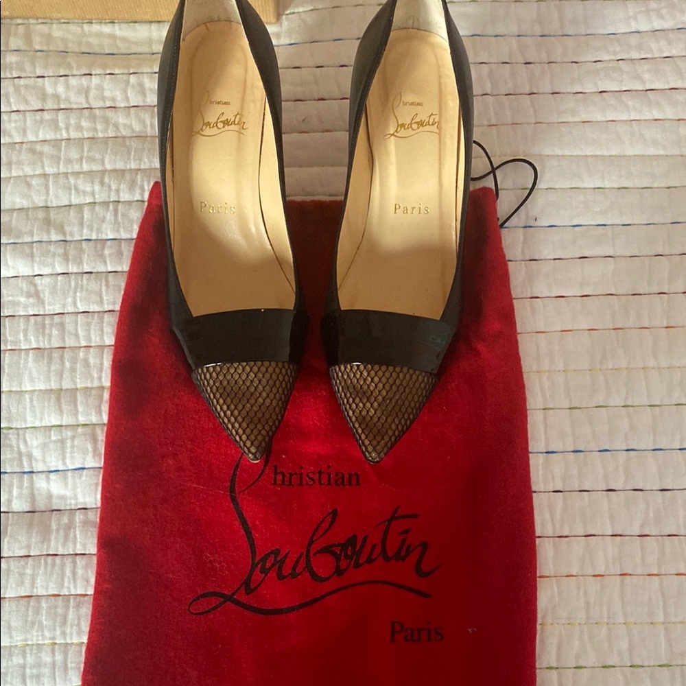 Christian Louboutin Black and Tan Women's Heels